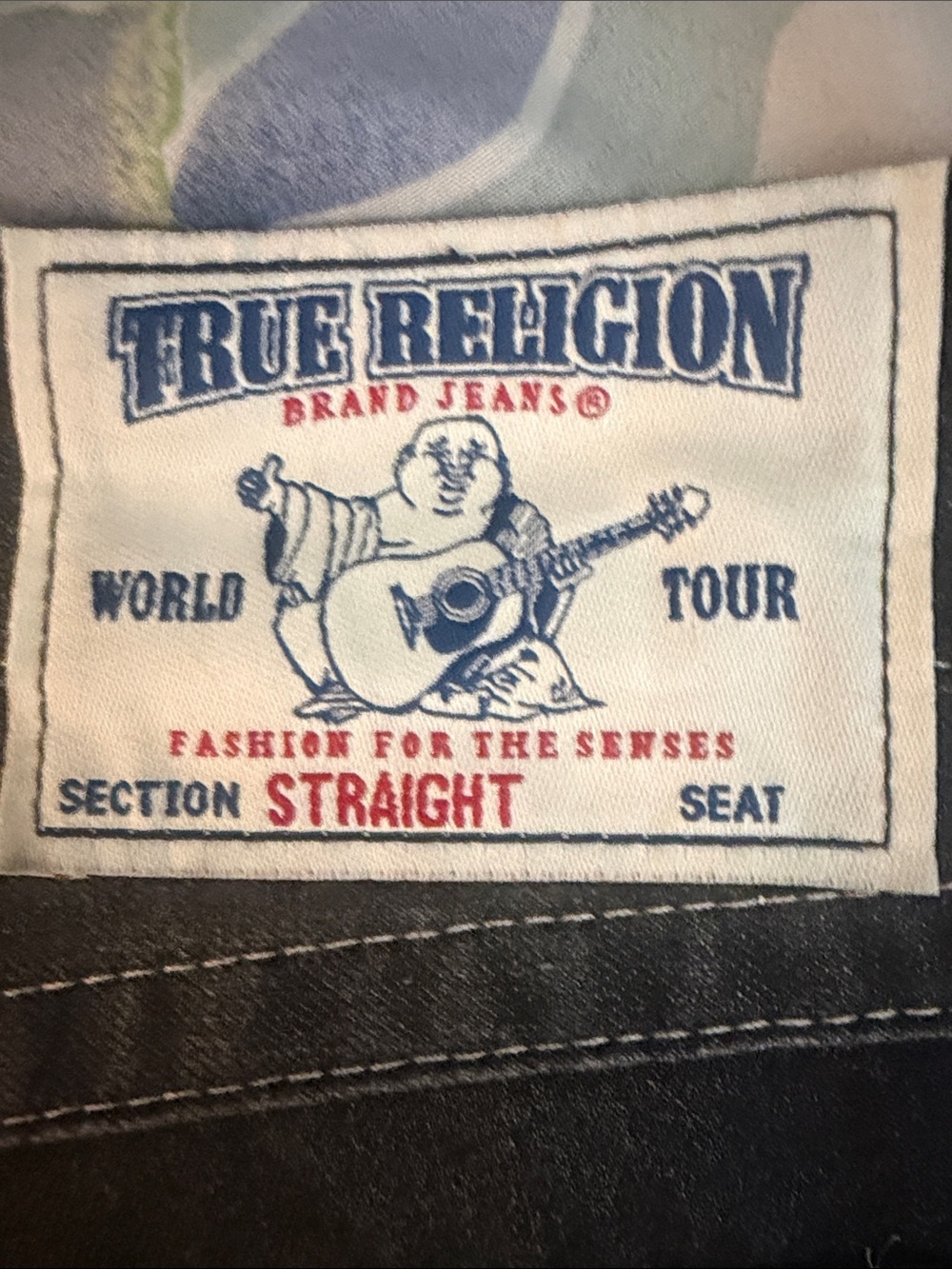 True Religion Men's Straight Jeans in Charcoal Black with White Label